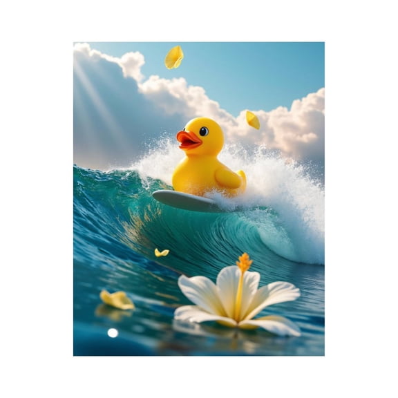 Paint by Numbers Kit for Adults, Rubber Duck Surfing Waves Paint by Numbers, Easy Paint by Numbers Kit for Adults Beginner, DIY Adult Paint by Number Kits on Canvas, Home Decor
