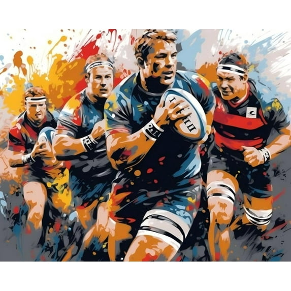 Paint by Numbers Kit for Adults -Rugby Sports - Beginner DIY Color by Number Set on Canvas Acrylic Oil Paintings Crafts, Gifts, Home Wall Decor (12 X 16 inches)-