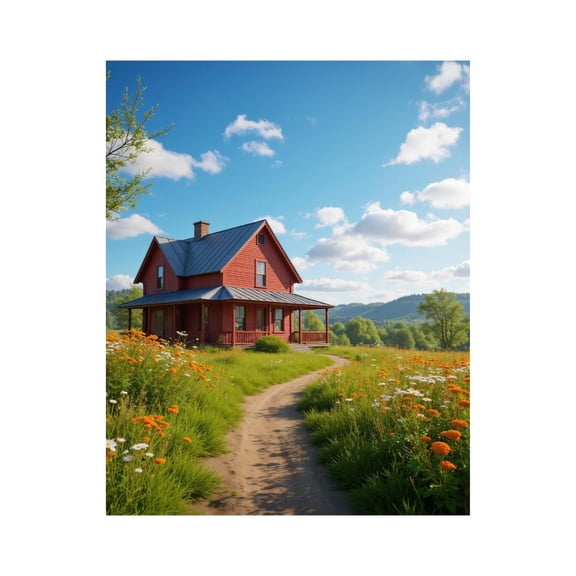 Paint by Numbers Kit for Adults, Rural Red House Scenic Meadow Paint by Numbers, Easy Paint by Numbers Kit for Adults Beginner, DIY Adult Paint by Number Kits on Canvas, 12x16in Home Decor