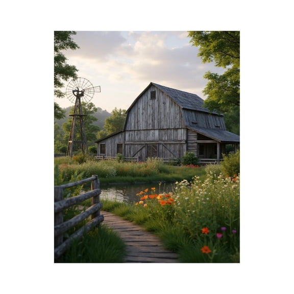 Paint by Numbers Kit for Adults, Rustic Barn With Flowers Paint by Numbers, Easy Paint by Numbers Kit for Adults Beginner, DIY Adult Paint by Number Kits on Canvas, Home Decor