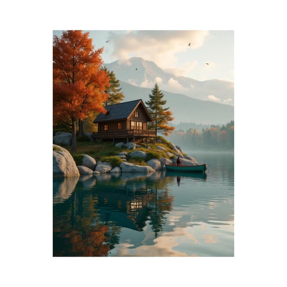 Paint by Numbers Kit for Adults, Rustic Cabin Lake Reflection Paint by Numbers, Easy Paint by Numbers Kit for Adults Beginner, DIY Adult Paint by Number Kits on Canvas, Home Decor
