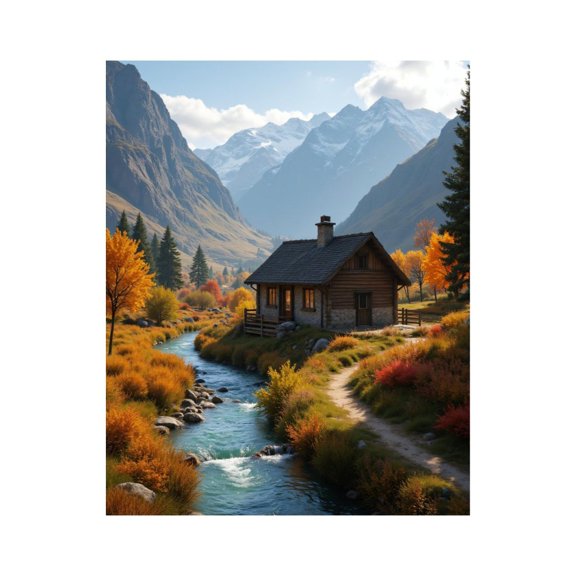 Paint by Numbers Kit for Adults, Rustic Cabin Mountain Stream Vista Paint by Numbers, Easy Paint by Numbers Kit for Adults Beginner, DIY Adult Paint by Number Kits on Canvas, Home Decor