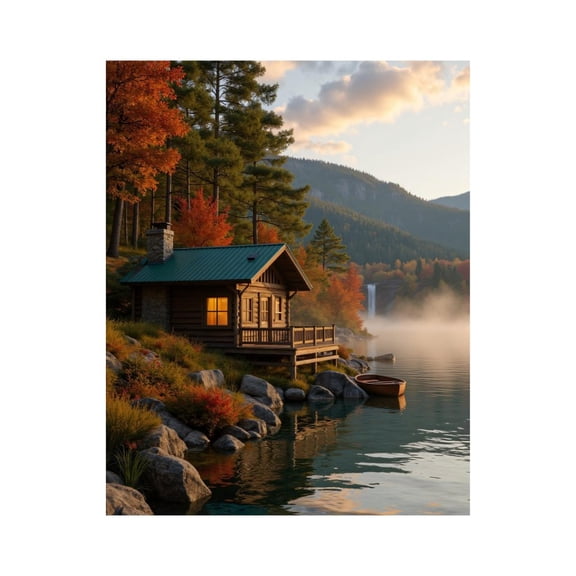 Paint by Numbers Kit for Adults, Rustic Cabin by Serene Lake Paint by Numbers, Easy Paint by Numbers Kit for Adults Beginner, DIY Adult Paint by Number Kits on Canvas, Home Decor