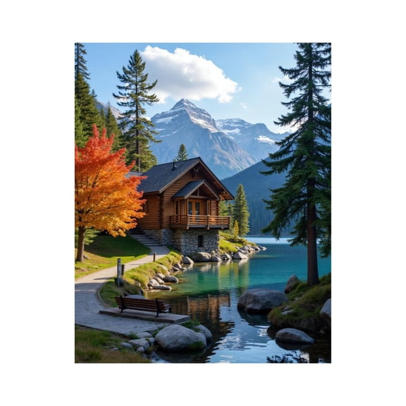 Paint by Numbers Kit for Adults, Rustic Lakeside Cabin Serenity Paint by Numbers, Easy Paint by Numbers Kit for Adults Beginner, DIY Adult Paint by Number Kits on Canvas, 12x16in Home Decor