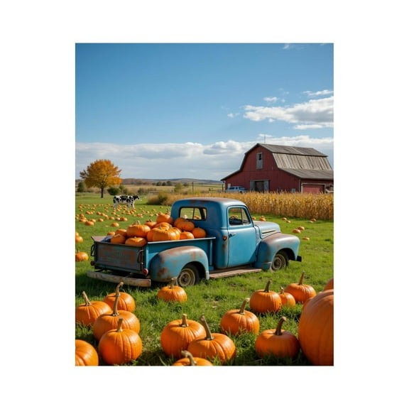 Paint by Numbers Kit for Adults, Rustic Truck Pumpkin Harvest Farmyard Paint by Numbers, Easy Paint by Numbers Kit for Adults Beginner, DIY Adult Paint by Number Kits on Canvas, 12x16in Home Decor