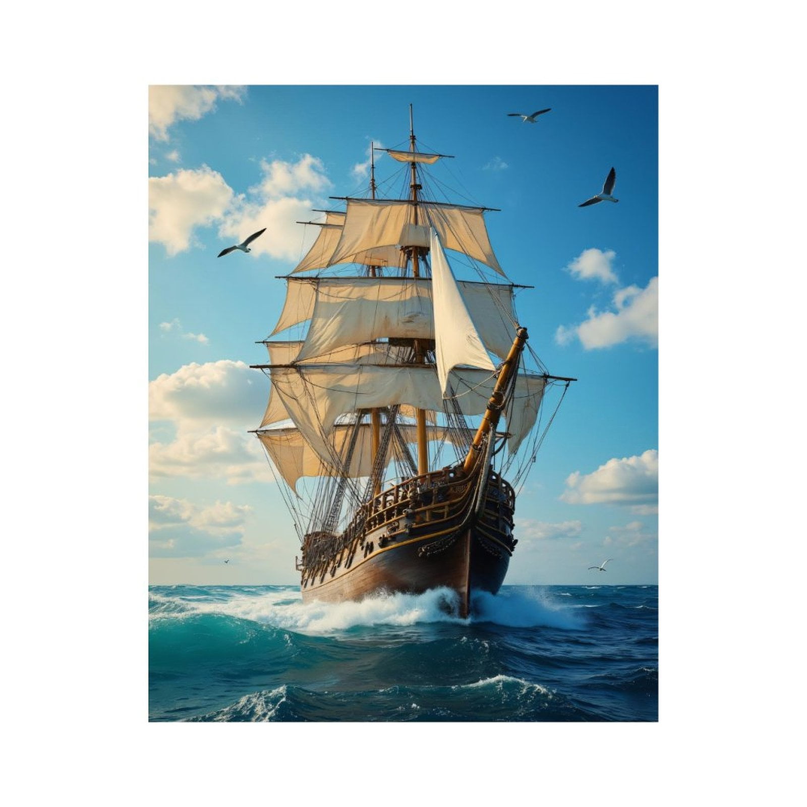 Paint by Numbers Kit for Adults, Sailing Ship Ocean Adventure Paint by Numbers, Easy Paint by Numbers Kit for Adults Beginner, DIY Adult Paint by Number Kits on Canvas, 12x16in Home Decor