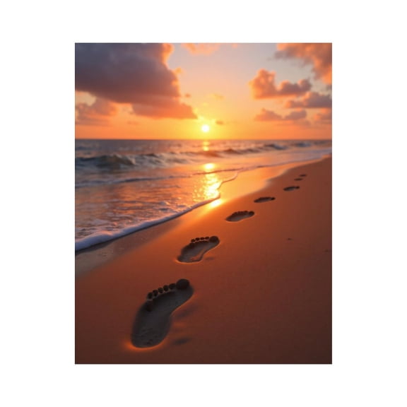 Paint by Numbers Kit for Adults, Sand Footprints Sunset Beach Ocean Paint by Numbers, Easy Paint by Numbers Kit for Adults Beginner, DIY Adult Paint by Number Kits on Canvas, Home Decor