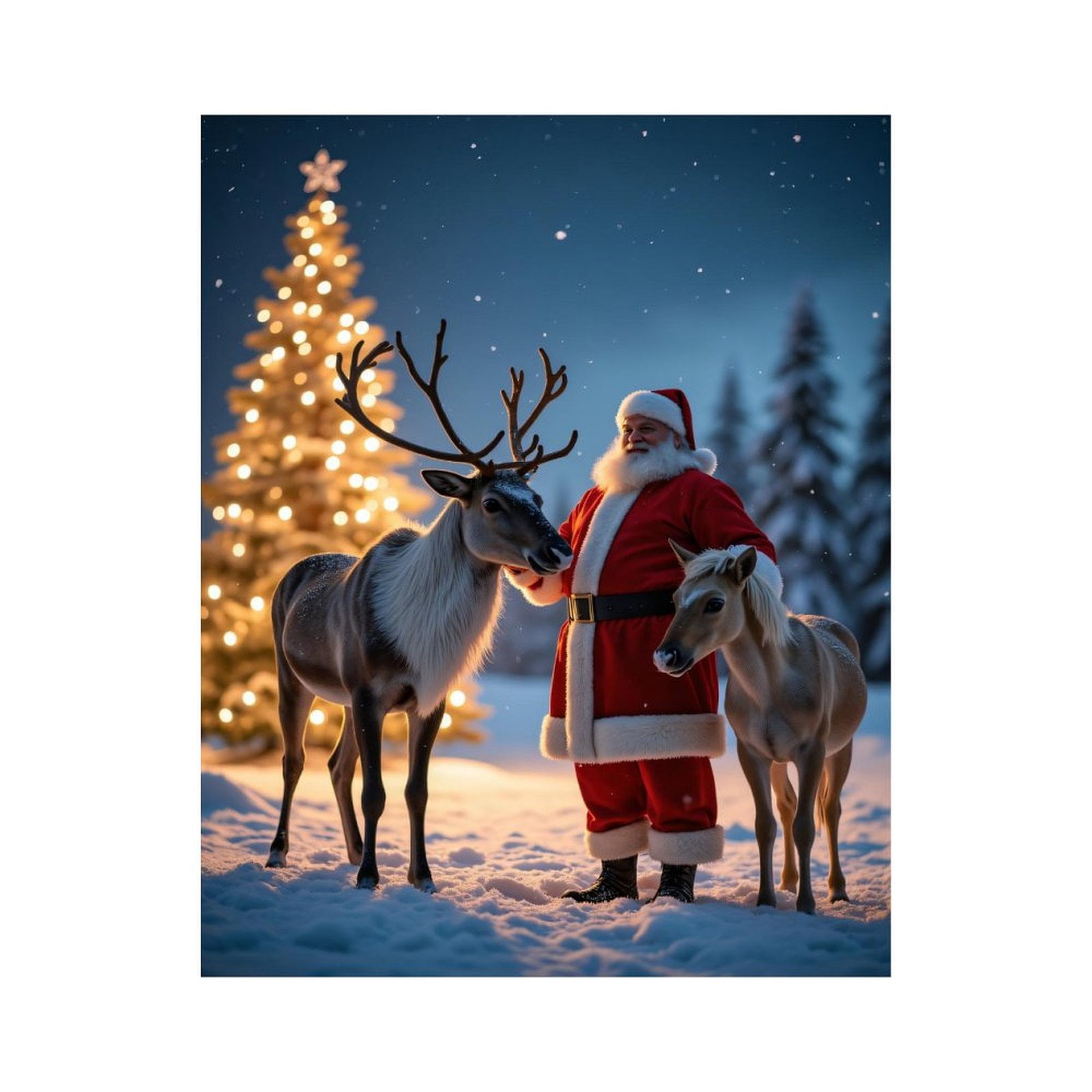 Paint by Numbers Kit for Adults, Santa Reindeer Snowy Night Paint by Numbers, Easy Paint by Numbers Kit for Adults Beginner, DIY Adult Paint by Number Kits on Canvas, Home Decor