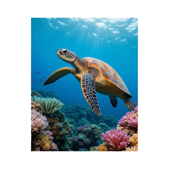 Paint by Numbers Kit for Adults, Sea Turtle Coral Reef Ocean Dive Paint by Numbers, Easy Paint by Numbers Kit for Adults Beginner, DIY Adult Paint by Number Kits on Canvas, Home Decor