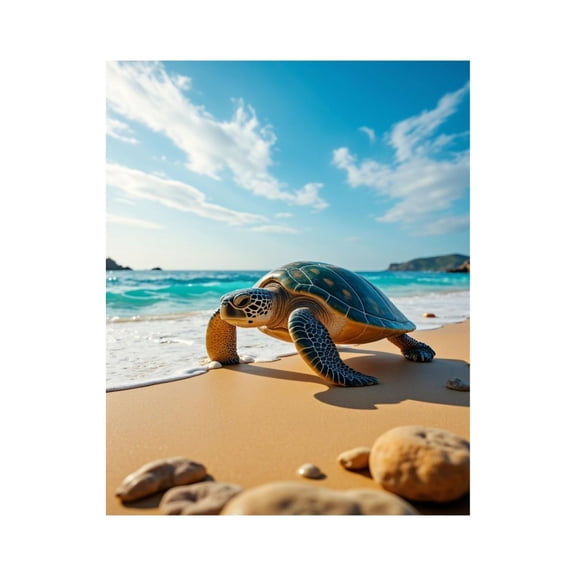 Paint by Numbers Kit for Adults, Sea Turtle Sandy Beach Waves Sky Paint by Numbers, Easy Paint by Numbers Kit for Adults Beginner, DIY Adult Paint by Number Kits on Canvas, 12x16in Home Decor