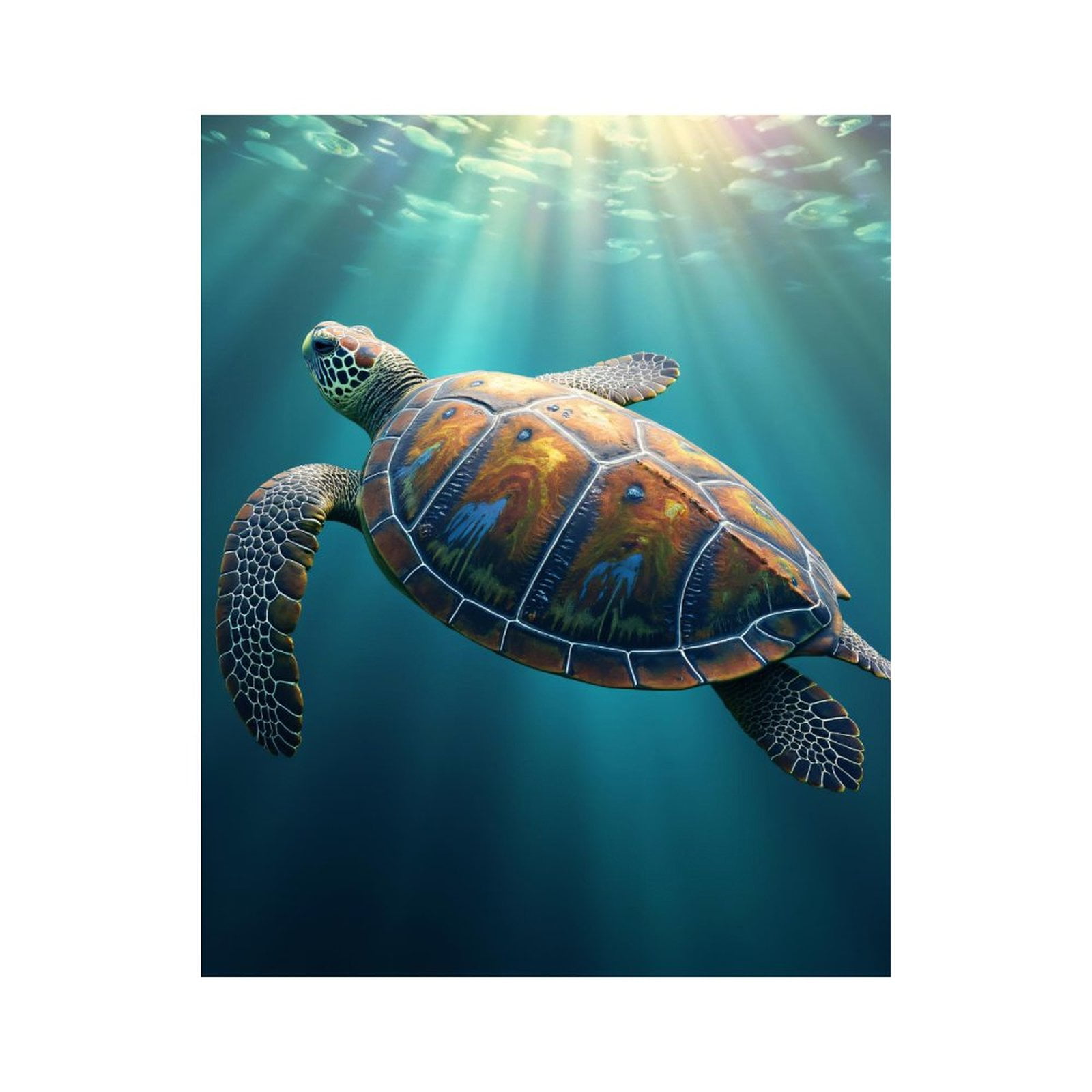 Paint by Numbers Kit for Adults, Sea Turtle Sunlit Ocean Depths Paint by Numbers, Easy Paint by Numbers Kit for Adults Beginner, DIY Adult Paint by Number Kits on Canvas, Home Decor