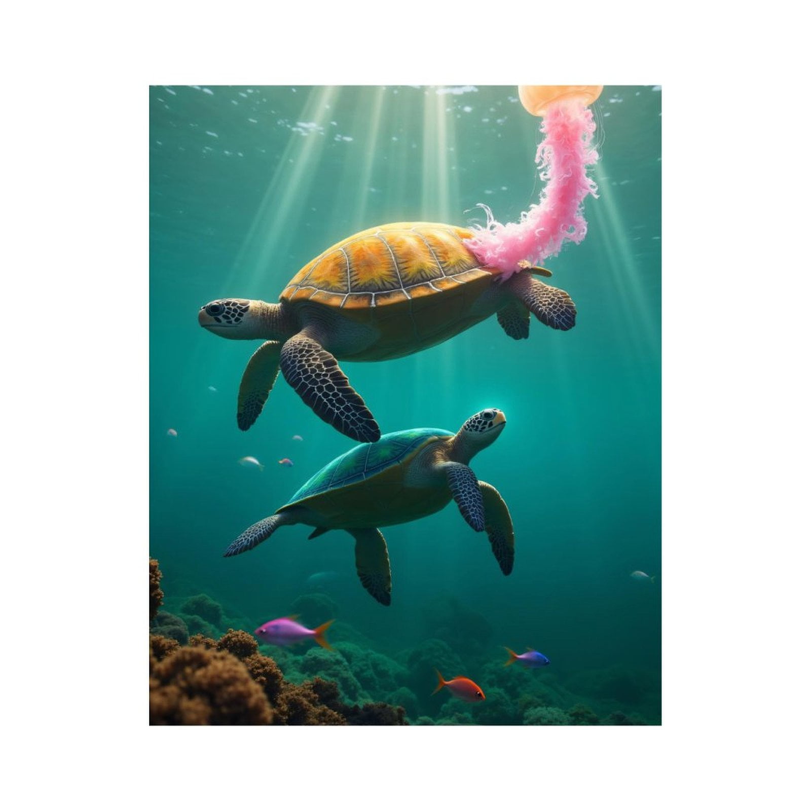 Paint by Numbers Kit for Adults, Sea Turtles Jellyfish Ocean Scene Paint by Numbers, Easy Paint by Numbers Kit for Adults Beginner, DIY Adult Paint by Number Kits on Canvas, Home Decor