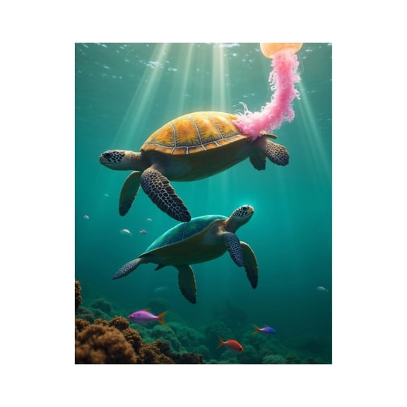 Paint by Numbers Kit for Adults, Sea Turtles Jellyfish Ocean Scene Paint by Numbers, Easy Paint by Numbers Kit for Adults Beginner, DIY Adult Paint by Number Kits on Canvas, Home Decor