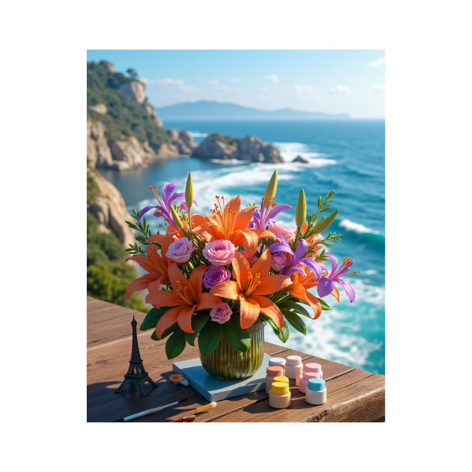 Paint by Numbers Kit for Adults, Seaside Floral Arrangement Painting ...