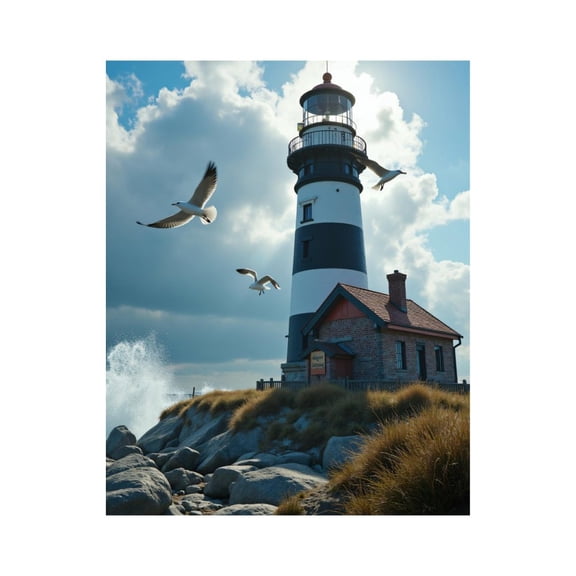 Paint by Numbers Kit for Adults, Seaside Lighthouse With Seagulls Paint by Numbers, Easy Paint by Numbers Kit for Adults Beginner, DIY Adult Paint by Number Kits on Canvas, Home Decor