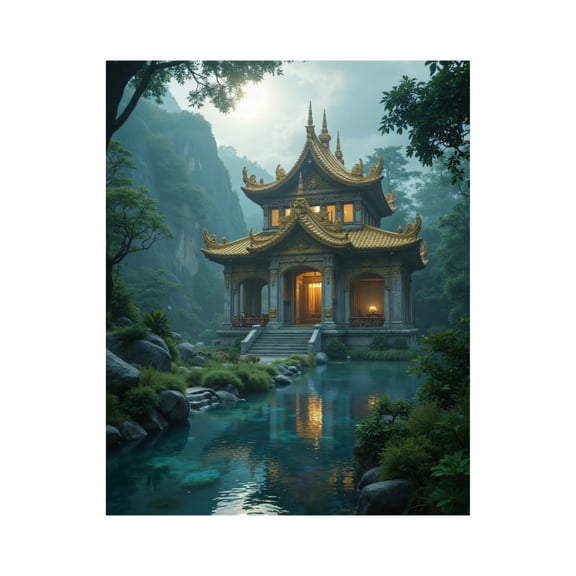 Paint by Numbers Kit for Adults, Serene Temple Reflections Nature Scene Paint by Numbers, Easy Paint by Numbers Kit for Adults Beginner, DIY Adult Paint by Number Kits on Canvas, Home Decor
