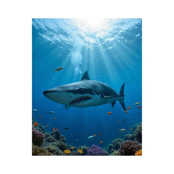 Paint by Numbers Kit for Adults, Shark Ocean Dive Vibrant Reef Scene Paint by Numbers, Easy Paint by Numbers Kit for Adults Beginner, DIY Adult Paint by Number Kits on Canvas, 12x16in Home Decor