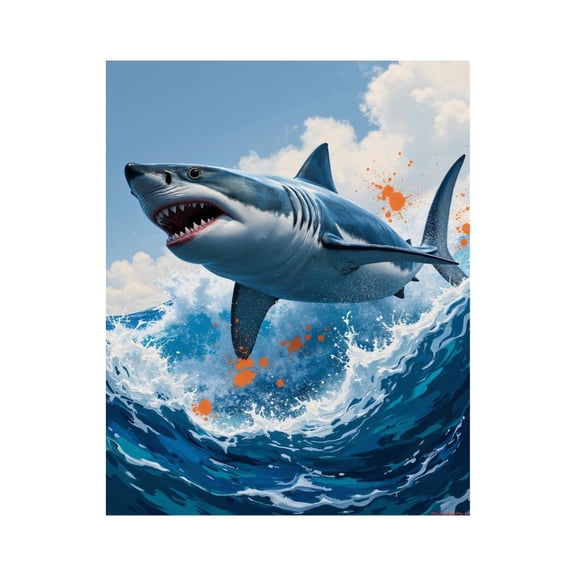 Paint by Numbers Kit for Adults, Shark Ocean Waves Dynamic Painting Paint by Numbers, Easy Paint by Numbers Kit for Adults Beginner, DIY Adult Paint by Number Kits on Canvas, 12x16in Home Decor