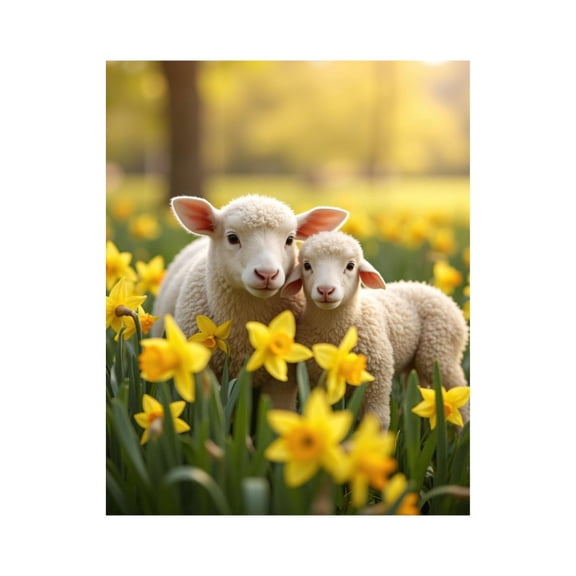 Paint by Numbers Kit for Adults, Sheep Lambs Yellow Daffodils Spring Paint by Numbers, Easy Paint by Numbers Kit for Adults Beginner, DIY Adult Paint by Number Kits on Canvas, 12x16in Home Decor