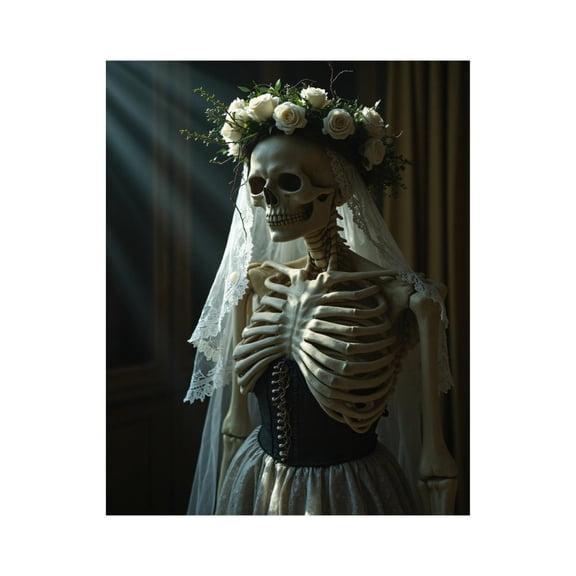 Paint by Numbers Kit for Adults, Skeleton Bride Floral Veil Paint by Numbers, Easy Paint by Numbers Kit for Adults Beginner, DIY Adult Paint by Number Kits on Canvas, Home Decor