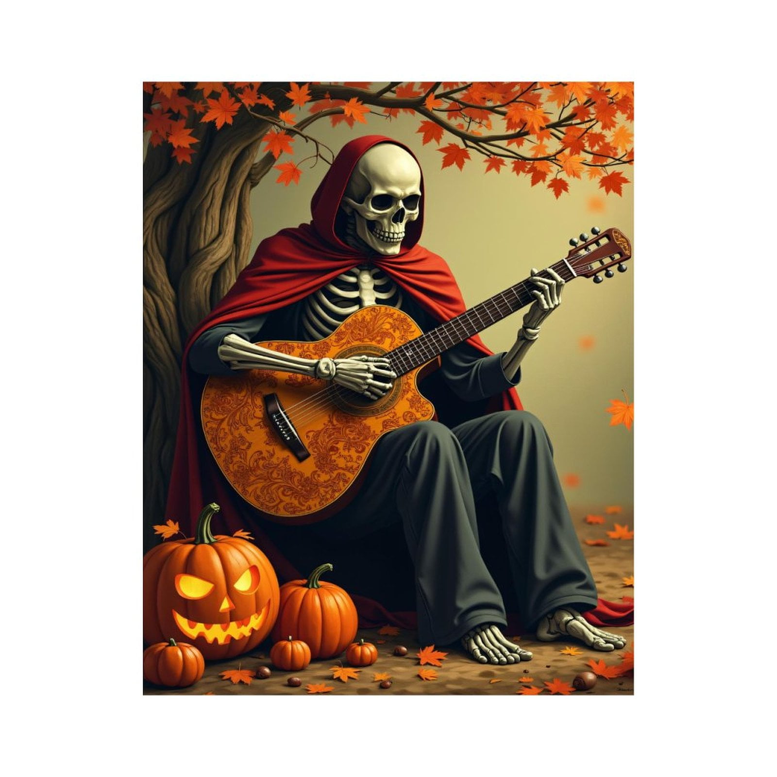 Paint by Numbers Kit for Adults, Skeleton Playing Guitar Halloween Scene Paint by Numbers, Easy Paint by Numbers Kit for Adults Beginner, DIY Adult Paint by Number Kits on Canvas, Home Decor