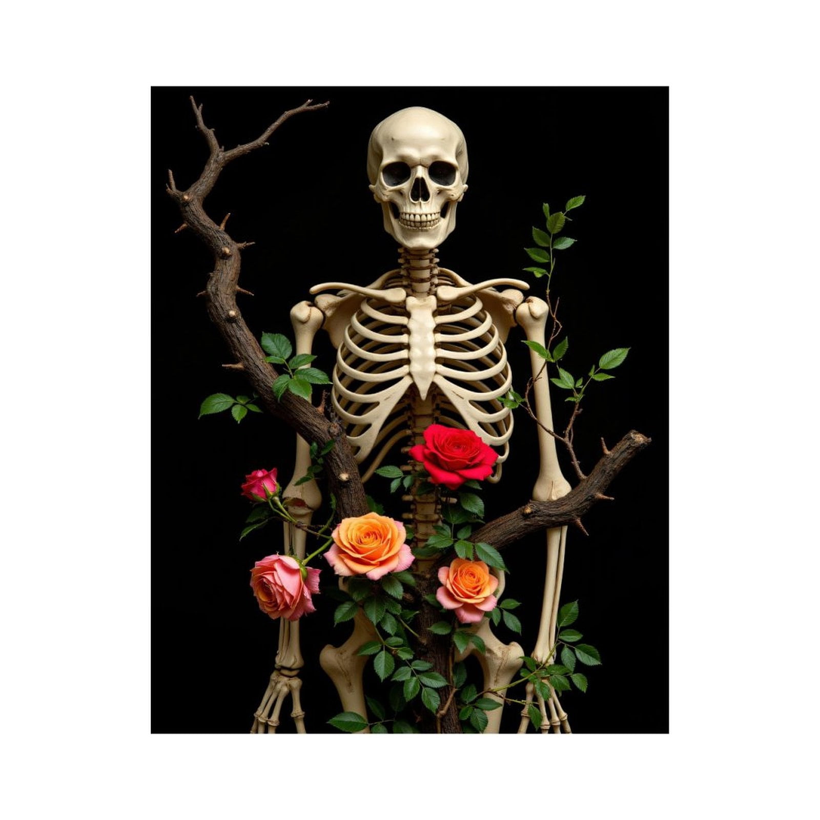 Paint by Numbers Kit for Adults, Skeleton Roses Nature Fusion Paint by Numbers, Easy Paint by Numbers Kit for Adults Beginner, DIY Adult Paint by Number Kits on Canvas, Home Decor