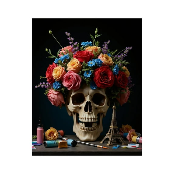 Paint by Numbers Kit for Adults, Skull Floral Arrangement Art Painting Paint by Numbers, Easy Paint by Numbers Kit for Adults Beginner, DIY Adult Paint by Number Kits on Canvas, Home Decor
