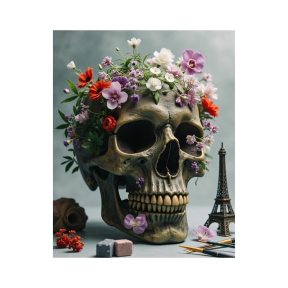 Paint by Numbers Kit for Adults, Skull Floral Arrangement Eiffel Tower Paint by Numbers, Easy Paint by Numbers Kit for Adults Beginner, DIY Adult Paint by Number Kits on Canvas, Home Decor