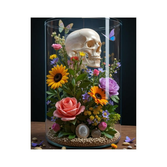 Paint by Numbers Kit for Adults, Skull Flowers Butterflies Glass Case Paint by Numbers, Easy Paint by Numbers Kit for Adults Beginner, DIY Adult Paint by Number Kits on Canvas, Home Decor