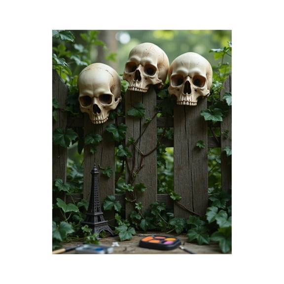 Paint by Numbers Kit for Adults, Skulls On Fence With Ivy And Model Paint by Numbers, Easy Paint by Numbers Kit for Adults Beginner, DIY Adult Paint by Number Kits on Canvas, Home Decor