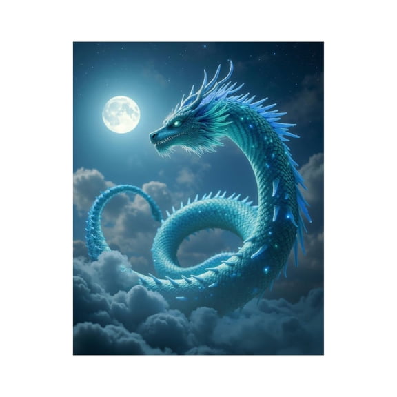 Paint by Numbers Kit for Adults, Sky Dragon Under Full Moon Paint by Numbers, Easy Paint by Numbers Kit for Adults Beginner, DIY Adult Paint by Number Kits on Canvas, Home Decor