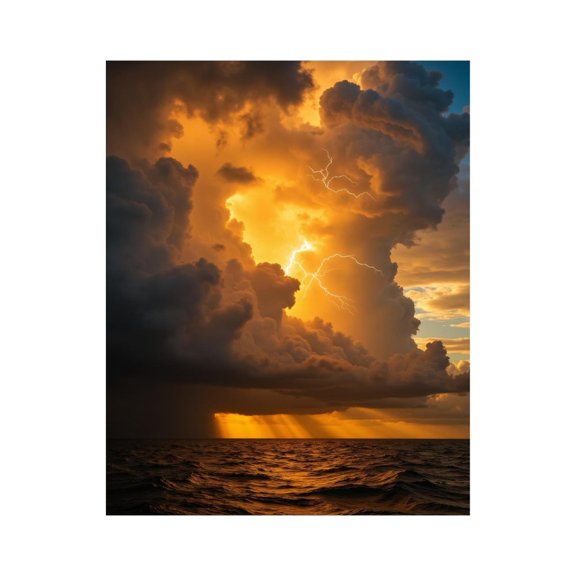 Paint by Numbers Kit for Adults, Sky Lightning Storm Over Ocean Paint by Numbers, Easy Paint by Numbers Kit for Adults Beginner, DIY Adult Paint by Number Kits on Canvas, 12x16in Home Decor