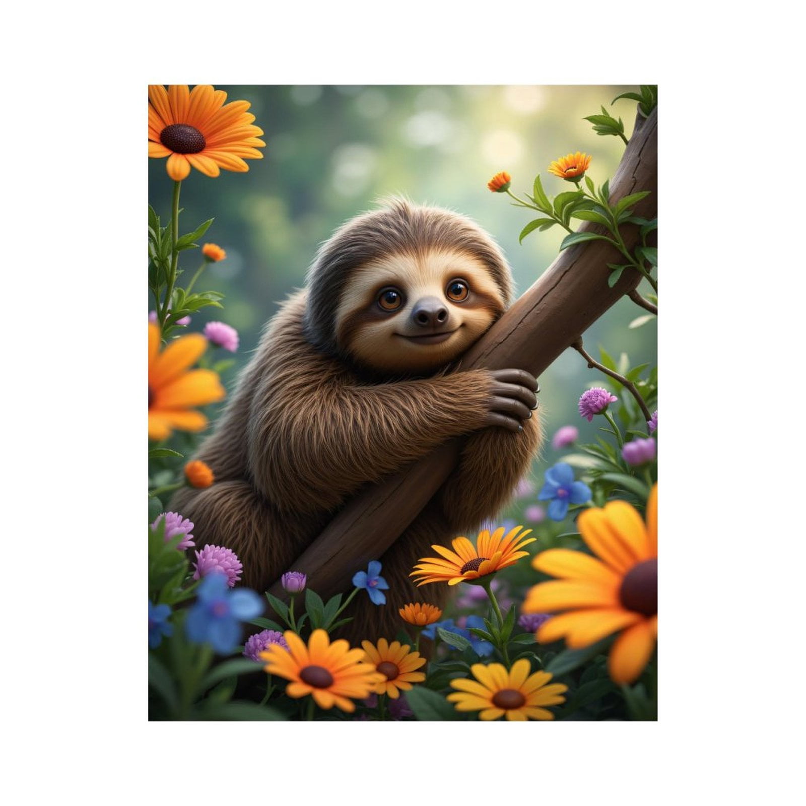 Soloth Kit Number Paint by Numbers Kit for Adults, Sloth In Colorful Flower Garden Paint ...