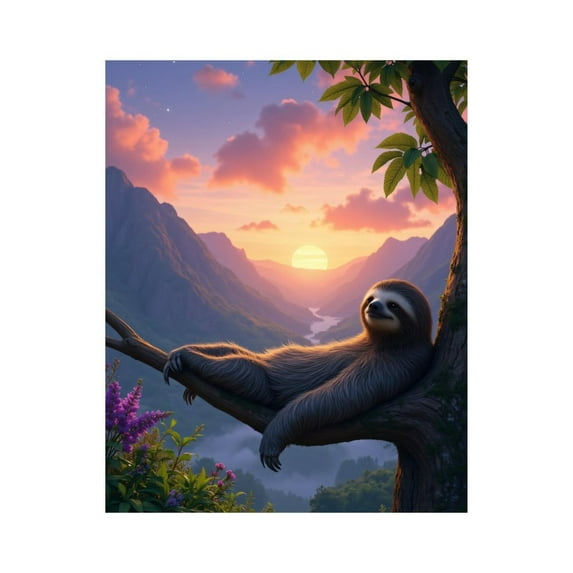 Paint by Numbers Kit for Adults, Sloth Sunset Relaxation Mountain Sky Paint by Numbers, Easy Paint by Numbers Kit for Adults Beginner, DIY Adult Paint by Number Kits on Canvas, Home Decor
