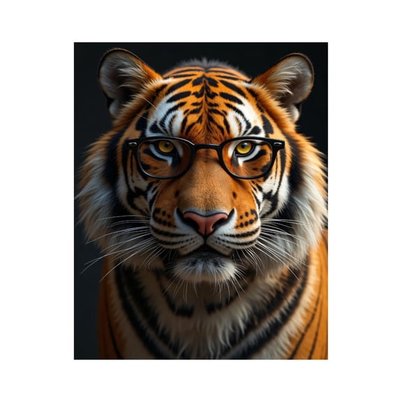 Paint by Numbers Kit for Adults, Smart Tiger Glasses Portrait Paint by Numbers, Easy Paint by Numbers Kit for Adults Beginner, DIY Adult Paint by Number Kits on Canvas, 12x16in Home Decor