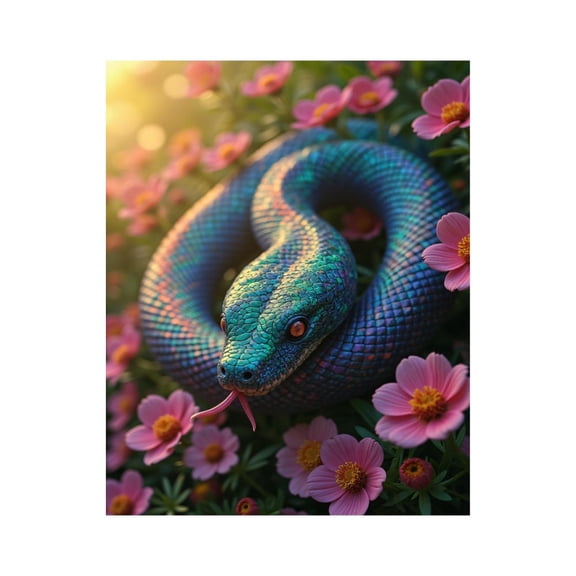 Paint by Numbers Kit for Adults, Snake Colorful Blooms Serene Garden Paint by Numbers, Easy Paint by Numbers Kit for Adults Beginner, DIY Adult Paint by Number Kits on Canvas, 12x16in Home Decor