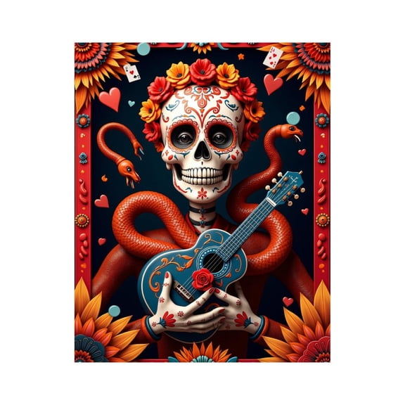 Paint by Numbers Kit for Adults, Snake Skull Guitar Celebratory Design Paint by Numbers, Easy Paint by Numbers Kit for Adults Beginner, DIY Adult Paint by Number Kits on Canvas, Home Decor
