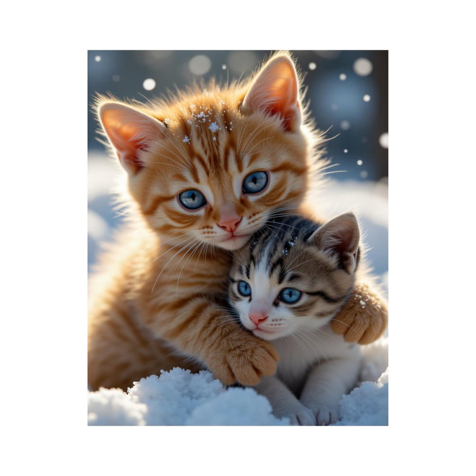 Paint by Numbers Kit for Adults, Snow Kitten Duo Blue Eyes Paint by Numbers, Easy Paint by Numbers Kit for Adults Beginner, DIY Adult Paint by Number Kits on Canvas, Home Decor