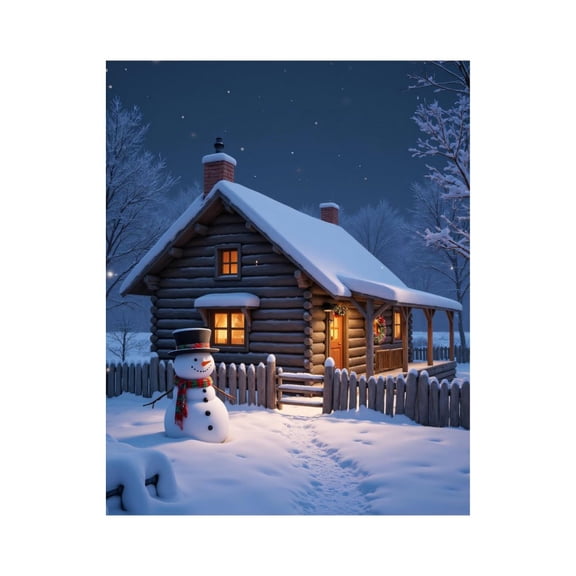 Paint by Numbers Kit for Adults, Snowy Cabin Winter Night Scene Paint by Numbers, Easy Paint by Numbers Kit for Adults Beginner, DIY Adult Paint by Number Kits on Canvas, 12x16in Home Decor