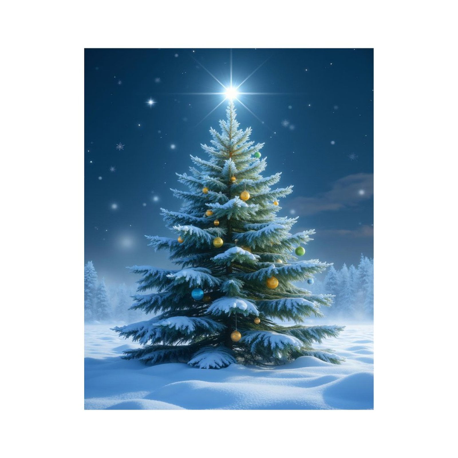 Paint by Numbers Kit for Adults, Snowy Christmas Tree Night Sky Paint by Numbers, Easy Paint by Numbers Kit for Adults Beginner, DIY Adult Paint by Number Kits on Canvas, Home Decor