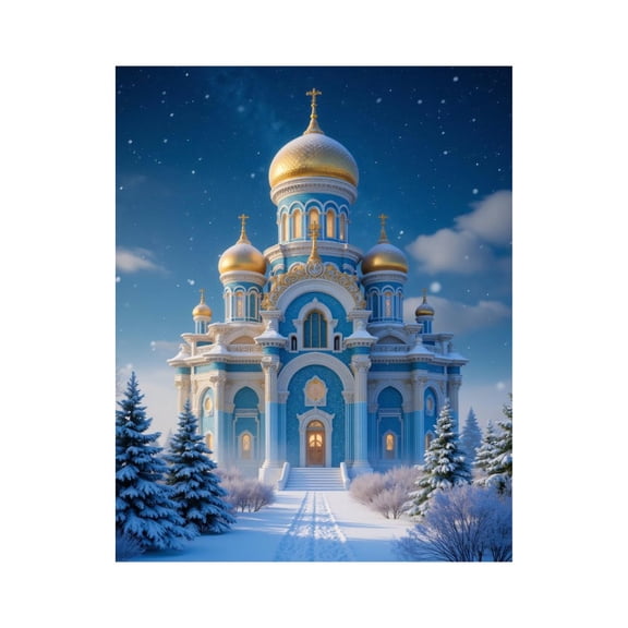 Paint by Numbers Kit for Adults, Snowy Golden Domed Winter Palace Paint by Numbers, Easy Paint by Numbers Kit for Adults Beginner, DIY Adult Paint by Number Kits on Canvas, 12x16in Home Decor