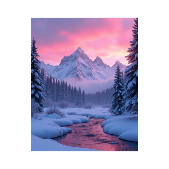 Paint by Numbers Kit for Adults, Snowy Mountain Sunset Creek Paint by Numbers, Easy Paint by Numbers Kit for Adults Beginner, DIY Adult Paint by Number Kits on Canvas, Home Decor