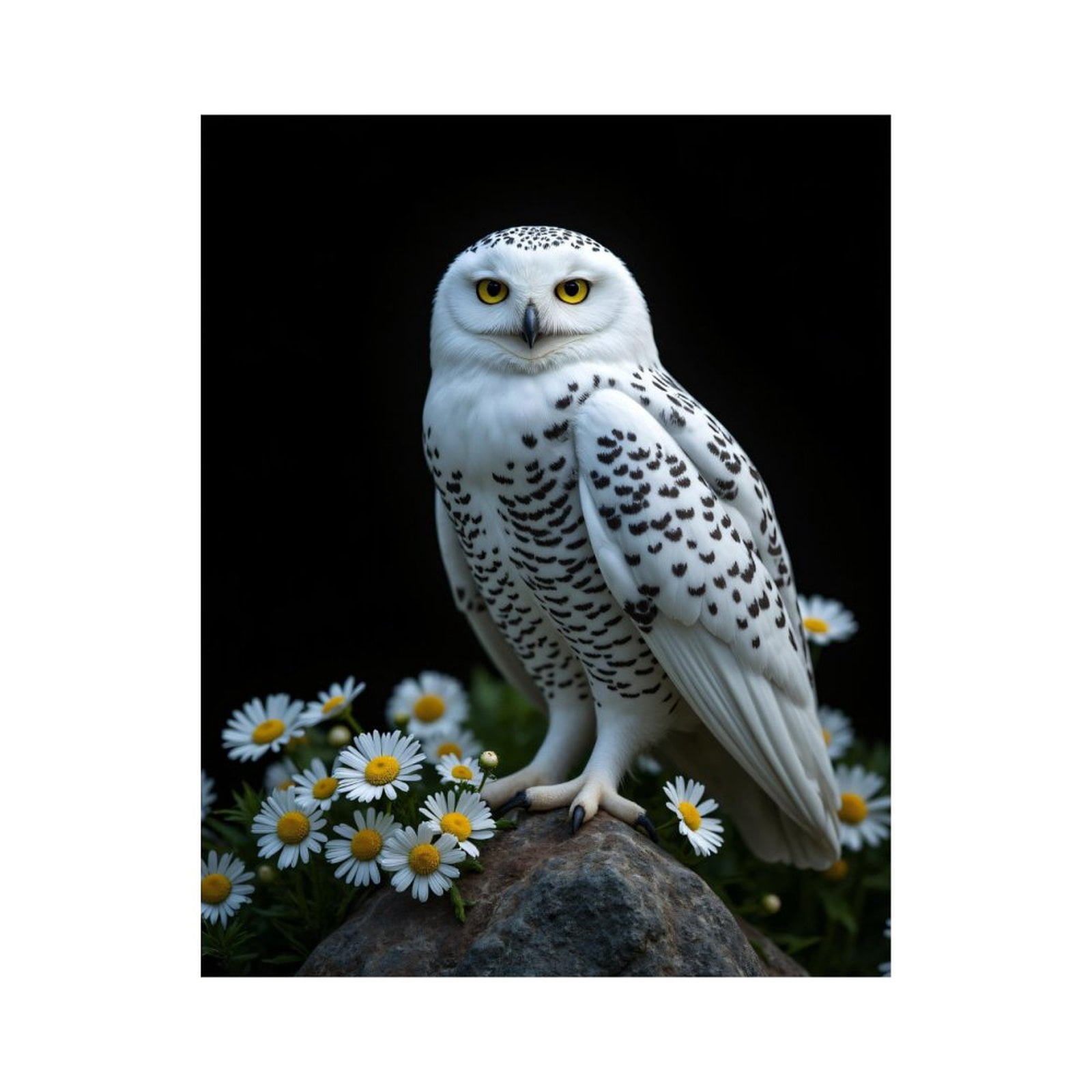 Paint by Numbers Kit for Adults, Snowy Owl On Rock With Daisies Paint by Numbers, Easy Paint by Numbers Kit for Adults Beginner, DIY Adult Paint by Number Kits on Canvas, Home Decor