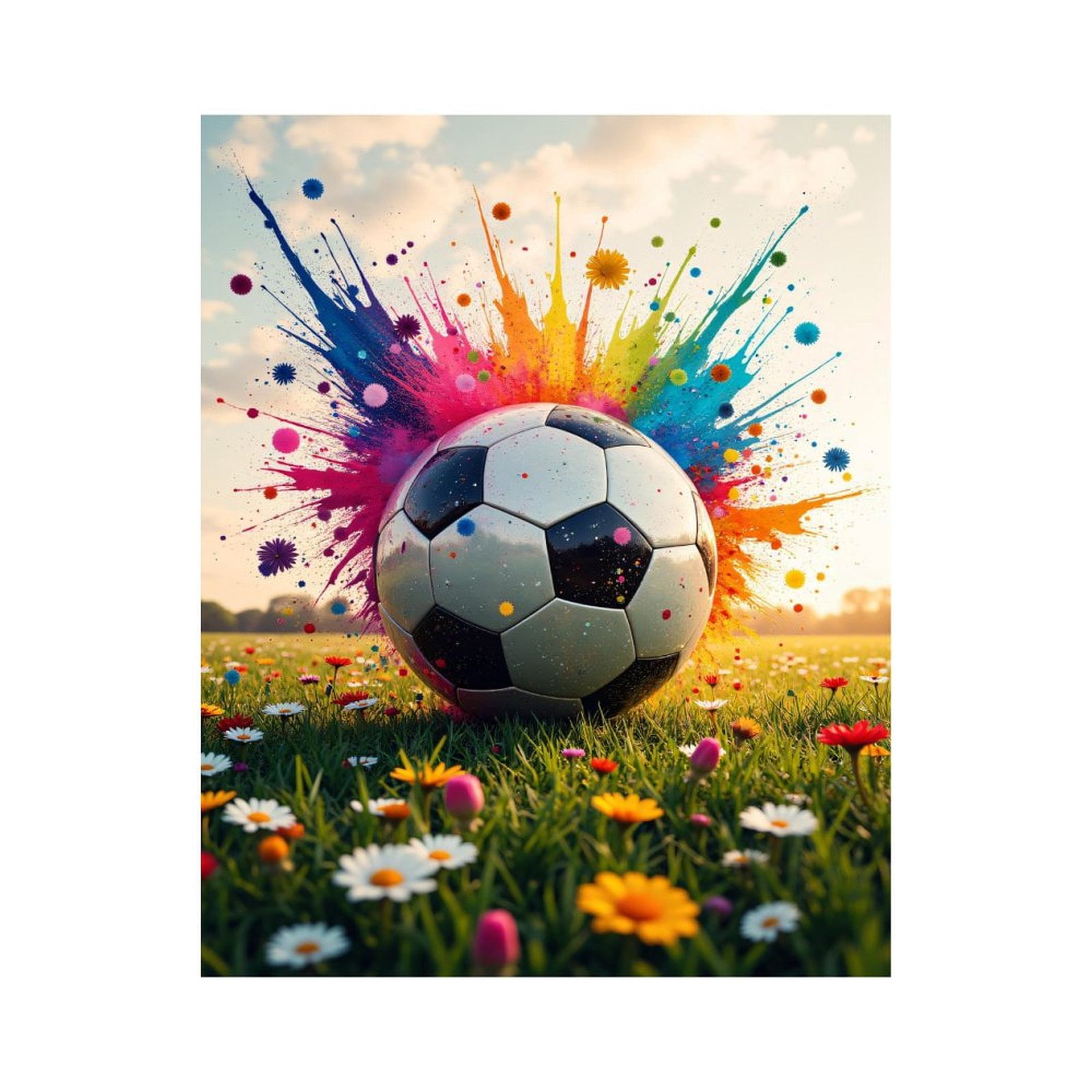 Paint by Numbers Kit for Adults, Soccer Ball Colorful Explosion Flowers Paint by Numbers, Easy Paint by Numbers Kit for Adults Beginner, DIY Adult Paint by Number Kits on Canvas, Home Decor