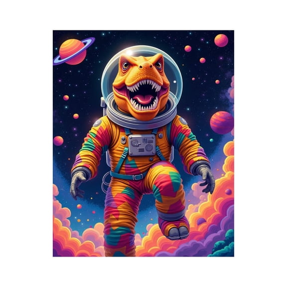 Paint by Numbers Kit for Adults, Space Dino Astronaut Adventure Paint by Numbers, Easy Paint by Numbers Kit for Adults Beginner, DIY Adult Paint by Number Kits on Canvas, 12x16in Home Decor