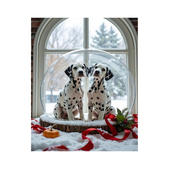 Paint by Numbers Kit for Adults, Spotted Puppies Snow Globe Display Paint by Numbers, Easy Paint by Numbers Kit for Adults Beginner, DIY Adult Paint by Number Kits on Canvas, Home Decor 12x16in