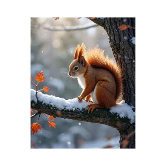 Paint by Numbers Kit for Adults, Squirrel Winter Branch Scene Paint by Numbers, Easy Paint by Numbers Kit for Adults Beginner, DIY Adult Paint by Number Kits on Canvas, 12x16in Home Decor