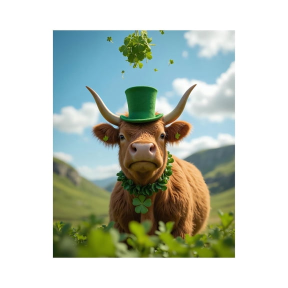 Paint by Numbers Kit for Adults, St Patrick Green Hat Cow Paint by Numbers, Easy Paint by Numbers Kit for Adults Beginner, DIY Adult Paint by Number Kits on Canvas, Home Decor