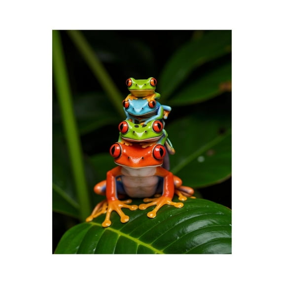 Paint by Numbers Kit for Adults, Stacked Colorful Frogs On Leaf Paint by Numbers, Easy Paint by Numbers Kit for Adults Beginner, DIY Adult Paint by Number Kits on Canvas, Home Decor