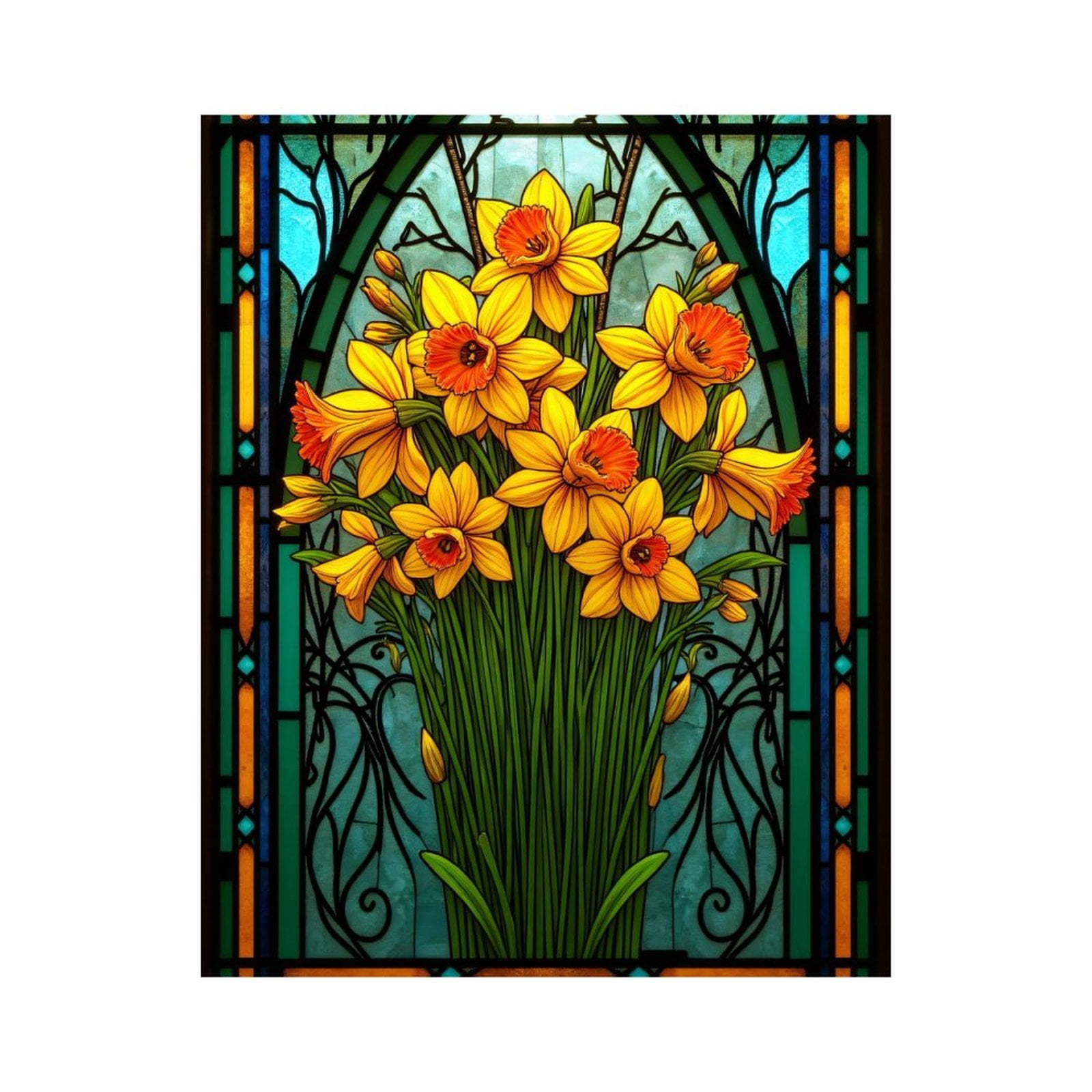 Paint by Numbers Kit for Adults, Stained Glass Floral Art Deco Paint by Numbers, Easy Paint by Numbers Kit for Adults Beginner, DIY Adult Paint by Number Kits on Canvas, Home Decor